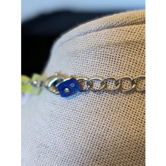 Blue Glass Heart Double Strand Glass Chip Beaded Necklace - Picture 5 of 7